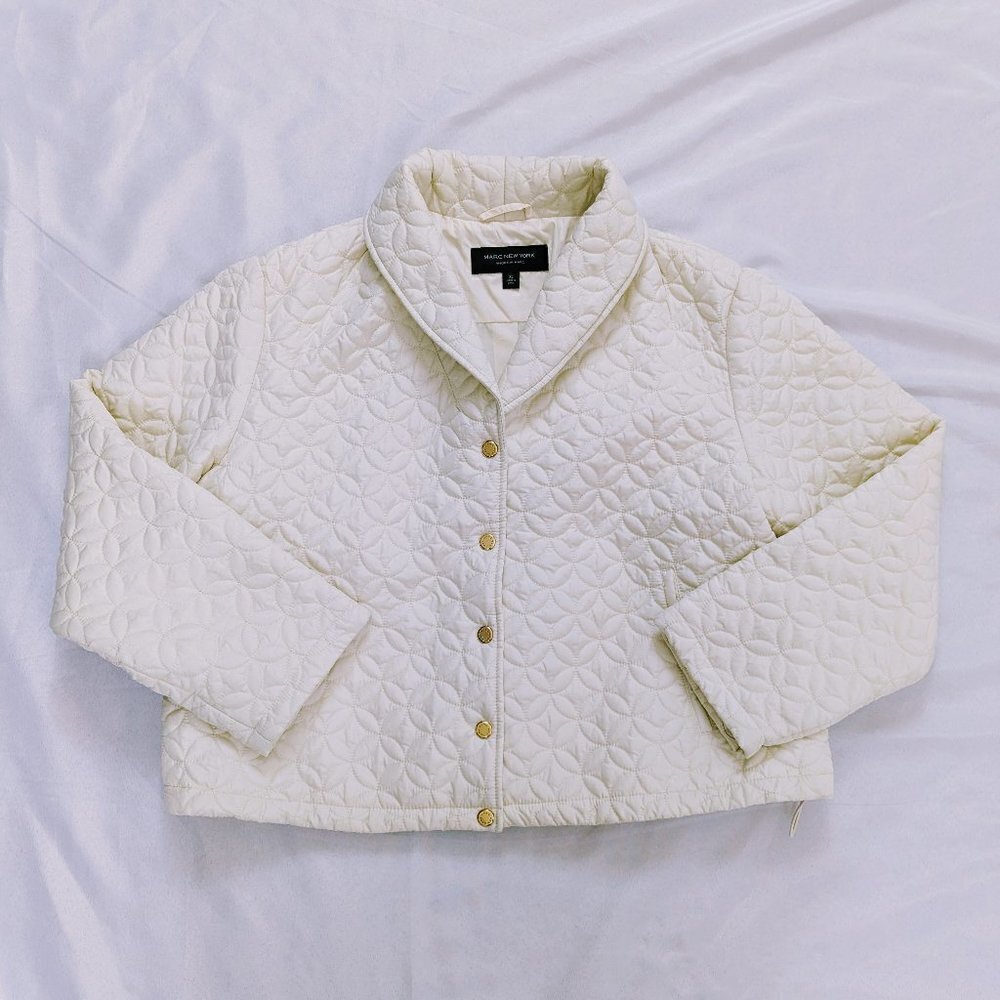 Marc New York Cream Collared Puffer Jacket with Gold Buttons Size XL